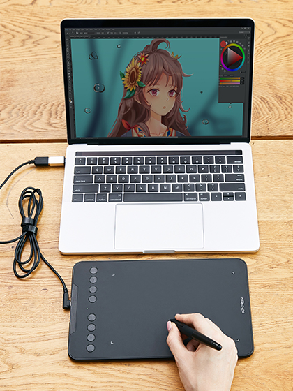 digital drawing, painting with XP-Pen Deco mini7 portable drawing tablet