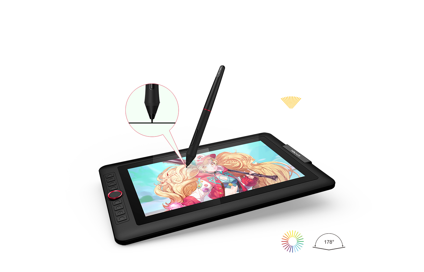 XP-Pen Artist 13.3 Pro art drawing tablet Features fully-laminated Display with 88% NTSC color gamut